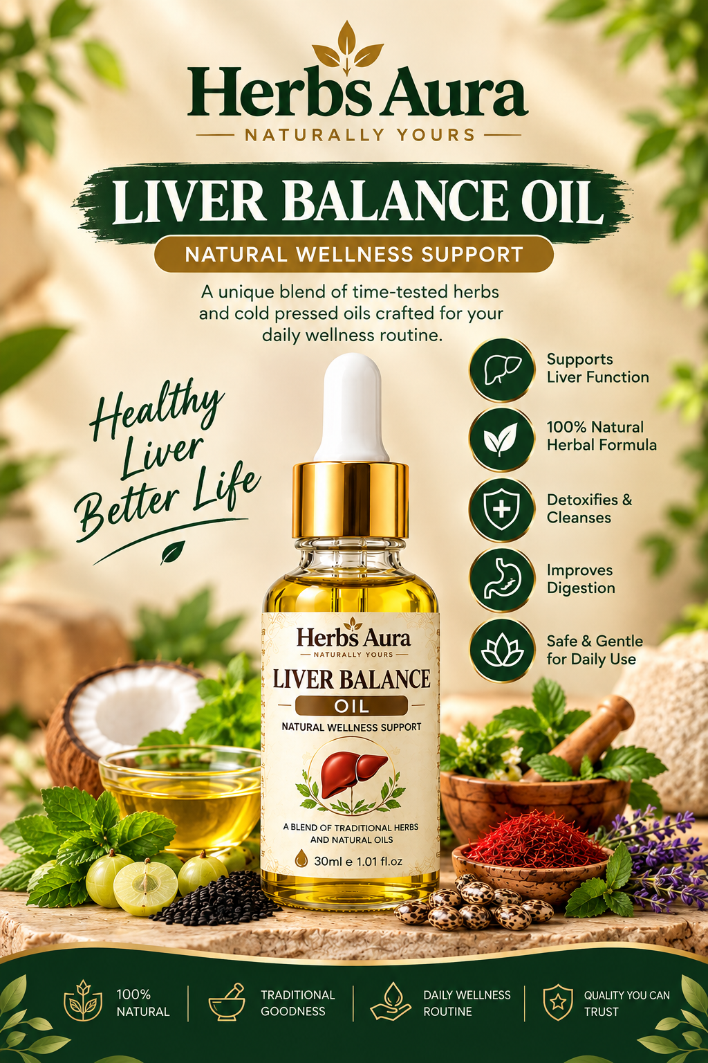 Herbs Aura Liver Balance Oil – Natural Herbal Wellness Support